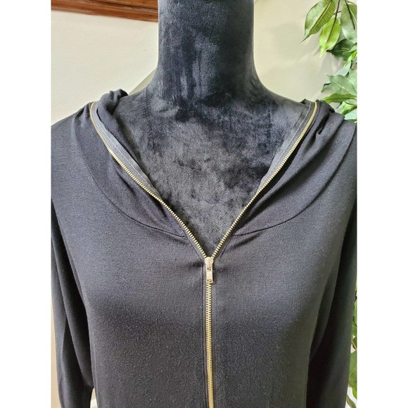 Papaya Women's Black Rayon Long Sleeve Half Zip Front Casual Hoodie Size Small - Picture 3 of 10